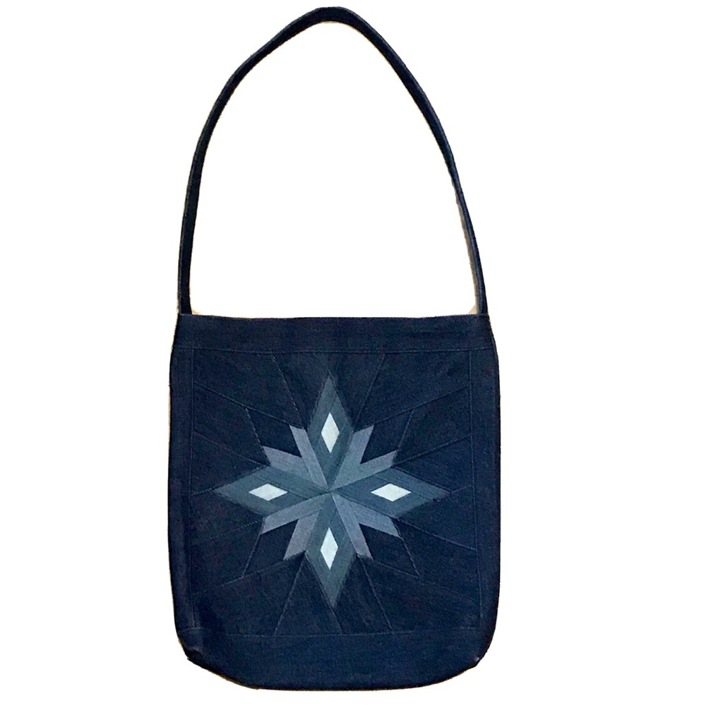 Custom Quilted Patchwork Denim Jeans Tote Bag